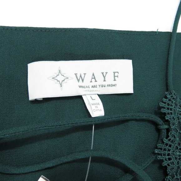 WAYF Camisole Top Hunter Green Size L Posie Deep Lace V-Neck Sleeveless - Picture 8 of 11